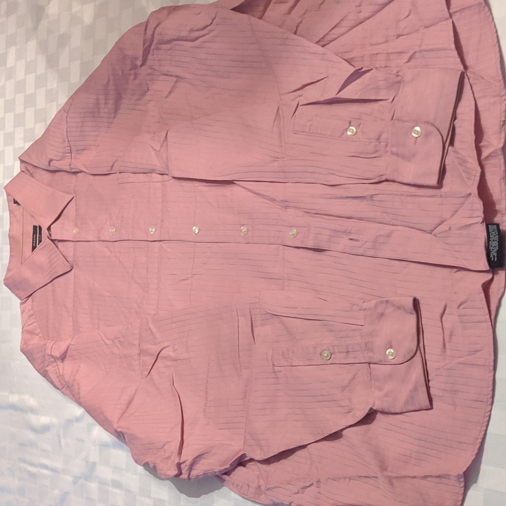 Alfani Easy Care Pink Pinstripe Dress Shirt 18x36-37